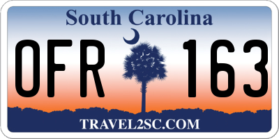 SC license plate OFR163