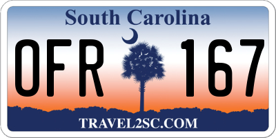 SC license plate OFR167