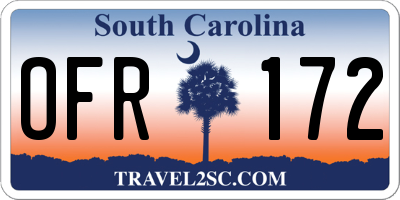 SC license plate OFR172