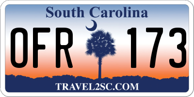 SC license plate OFR173