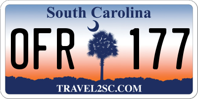 SC license plate OFR177