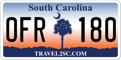 SC license plate OFR180