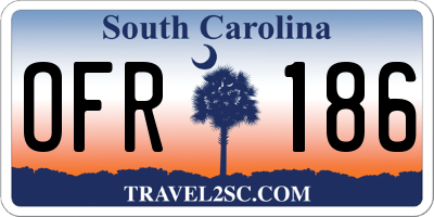 SC license plate OFR186