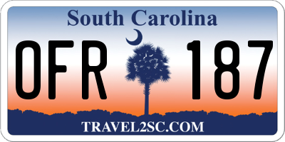 SC license plate OFR187