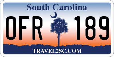 SC license plate OFR189