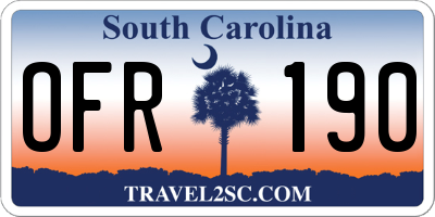 SC license plate OFR190