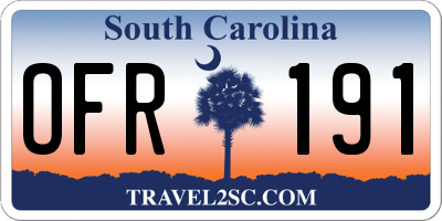SC license plate OFR191