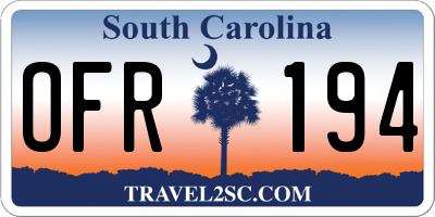 SC license plate OFR194