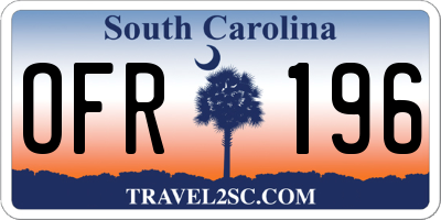 SC license plate OFR196