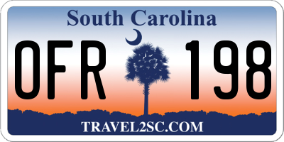 SC license plate OFR198