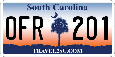SC license plate OFR201