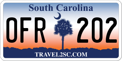 SC license plate OFR202