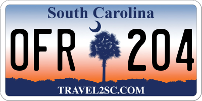 SC license plate OFR204
