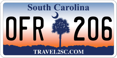 SC license plate OFR206