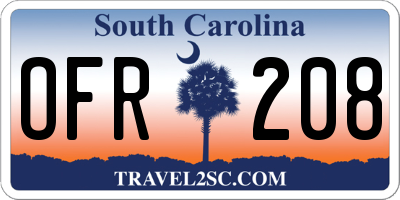SC license plate OFR208
