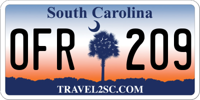 SC license plate OFR209