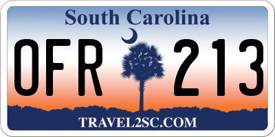 SC license plate OFR213