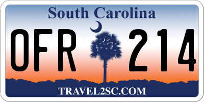 SC license plate OFR214