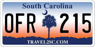 SC license plate OFR215