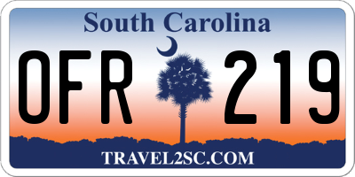 SC license plate OFR219