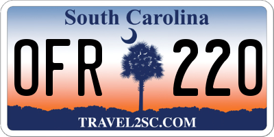 SC license plate OFR220