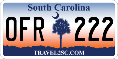 SC license plate OFR222
