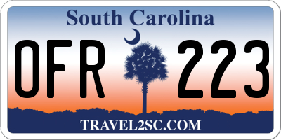SC license plate OFR223