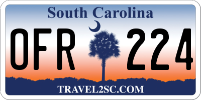 SC license plate OFR224