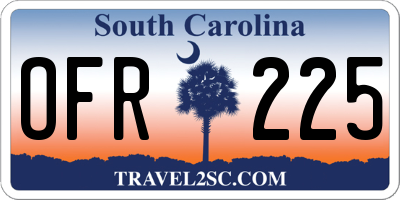 SC license plate OFR225