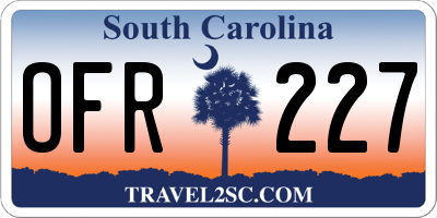 SC license plate OFR227