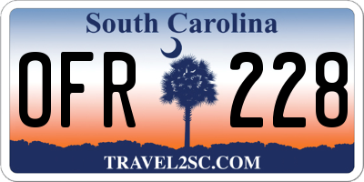 SC license plate OFR228