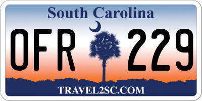 SC license plate OFR229