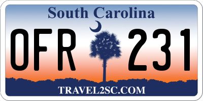 SC license plate OFR231