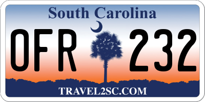 SC license plate OFR232