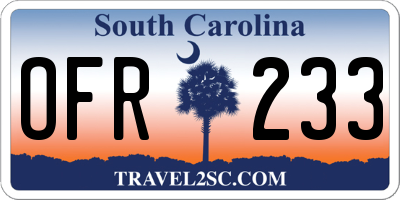 SC license plate OFR233