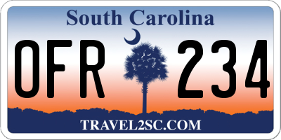 SC license plate OFR234