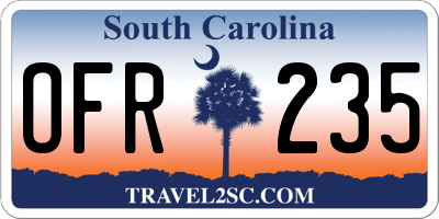 SC license plate OFR235
