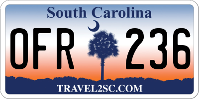 SC license plate OFR236