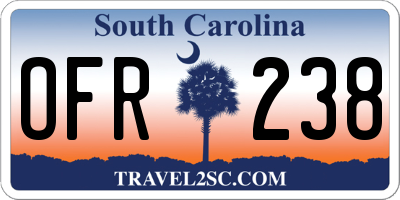SC license plate OFR238
