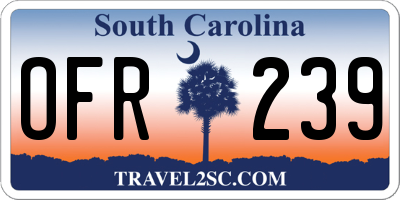 SC license plate OFR239