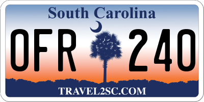 SC license plate OFR240