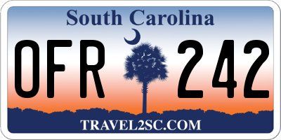 SC license plate OFR242