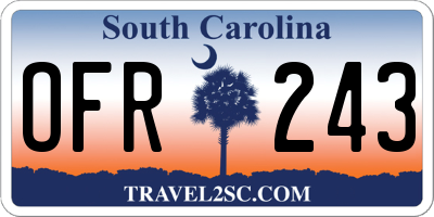 SC license plate OFR243