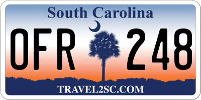 SC license plate OFR248
