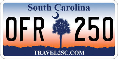 SC license plate OFR250