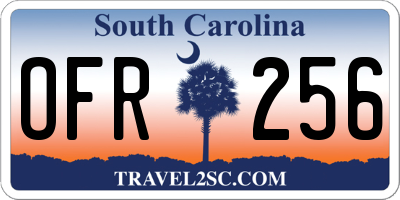 SC license plate OFR256