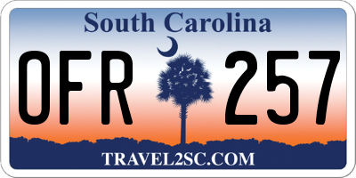 SC license plate OFR257