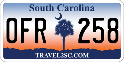 SC license plate OFR258