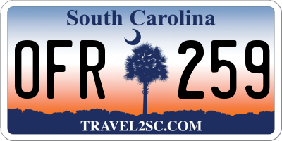 SC license plate OFR259