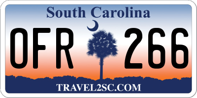 SC license plate OFR266